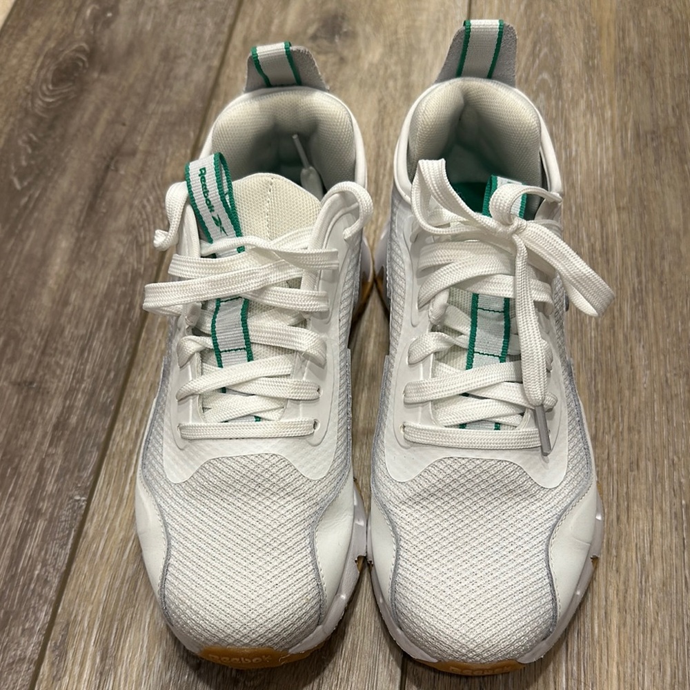 Reebok White and Green Athletic Shoes with Breathable Mesh